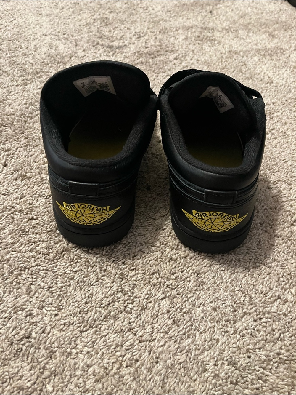 Jordan 1 Black Low-Top Sneakers with Yellow Accents - Picture 4 of 5